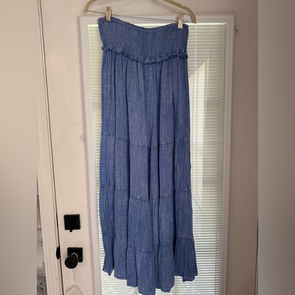 Surf Gypsy Washed Blue Metallic Wide Leg Pants - Picture 1 of 5